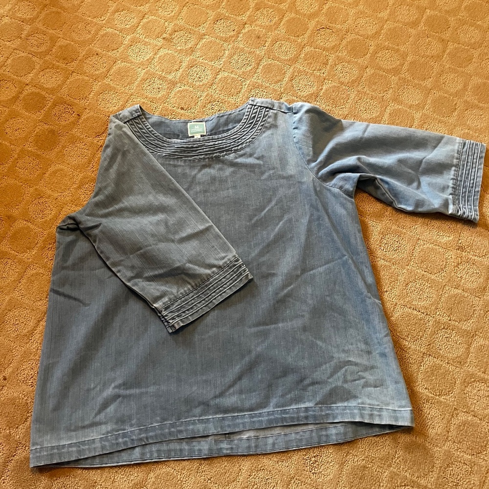 Denim 2/3 sleeve women's top - Picture 2 of 6